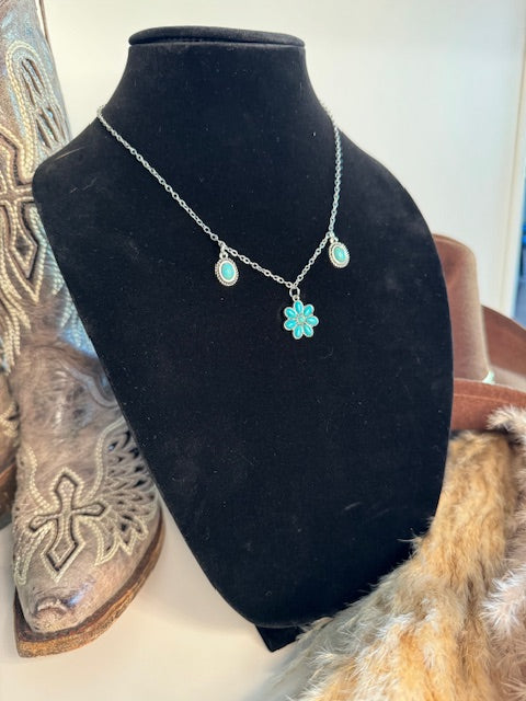 Chained Turquoise Squash Blossom Necklace