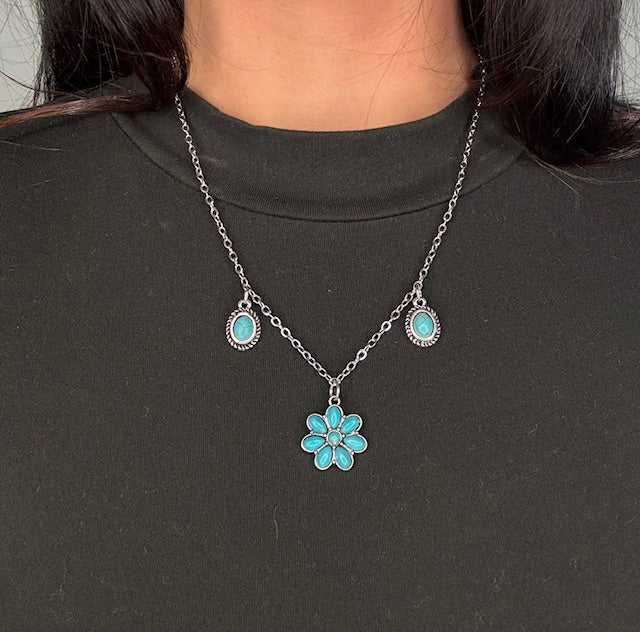 Chained Turquoise Squash Blossom Necklace