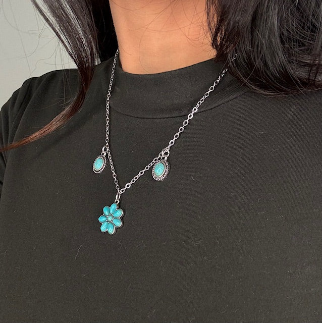 Chained Turquoise Squash Blossom Necklace