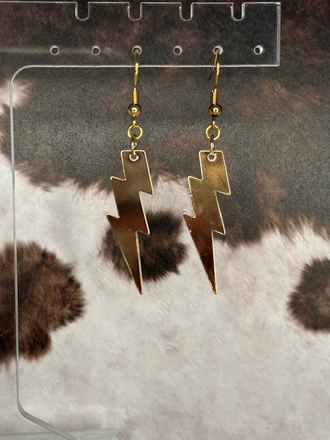 Gold Lightning Bolt Earrings