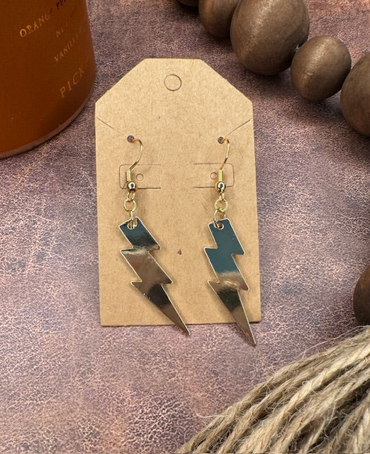 Gold Lightning Bolt Earrings