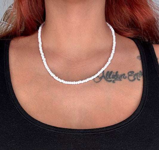 Matte White Beaded Choker