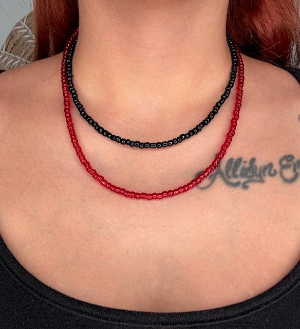 Black and Red Beaded Choker