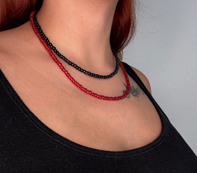 Black and Red Beaded Choker