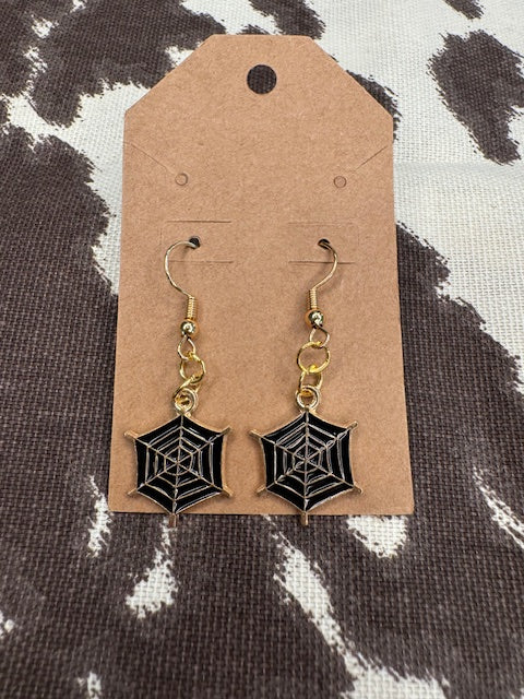 Black Spiderweb Earrings